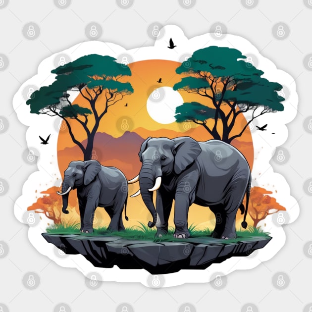 Elephant Sunset Sticker by Urbanprint